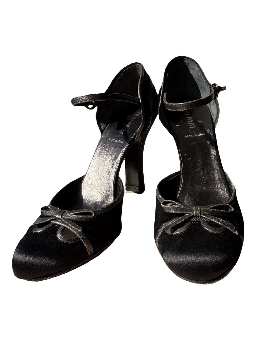 Miu Miu Satin and leather Raso Lux Mary Jane style heels